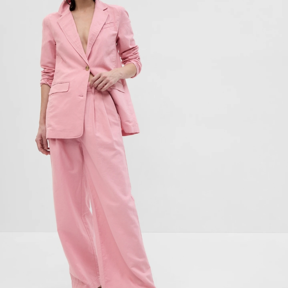 Linen-Cotton Pleated Pants